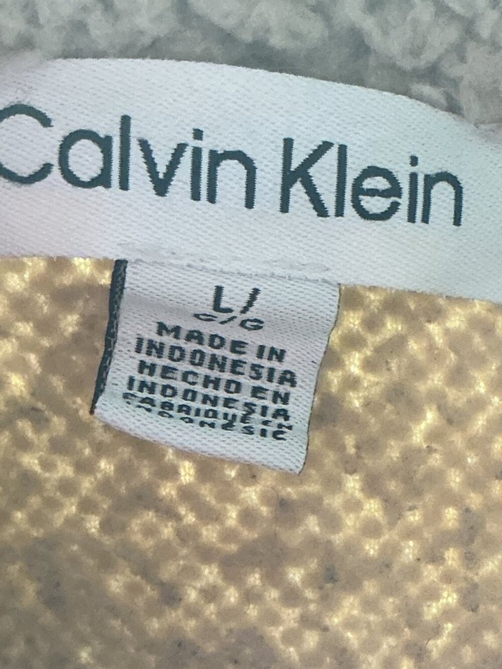 Calvin Klein L Tan Sherpa Teddy Fleece Full Zip Jacket Cozy Fall Winter - Picture 10 of 13